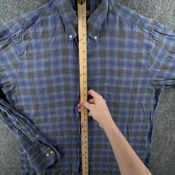 Peter Millar Soft Lightweight Button Up Shirt Men Long Sleeve Blue Gray Plaid - Picture 3 of 12